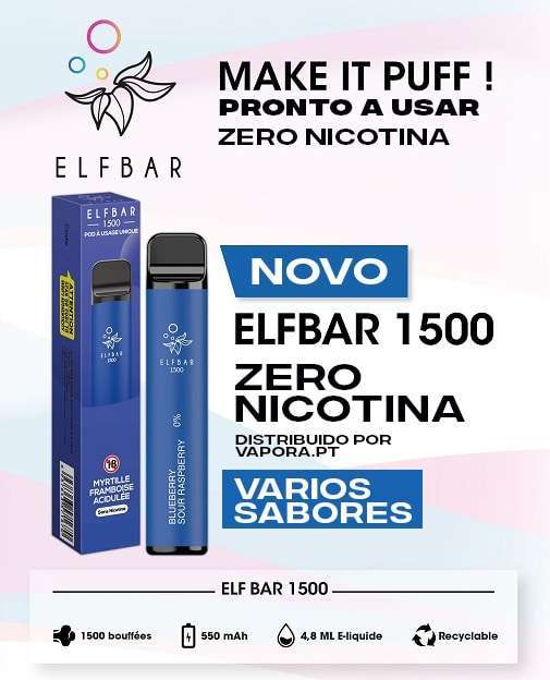 Vapes Descartáveis – ELF BAR – 1500 Puffs – Zero Nicotina